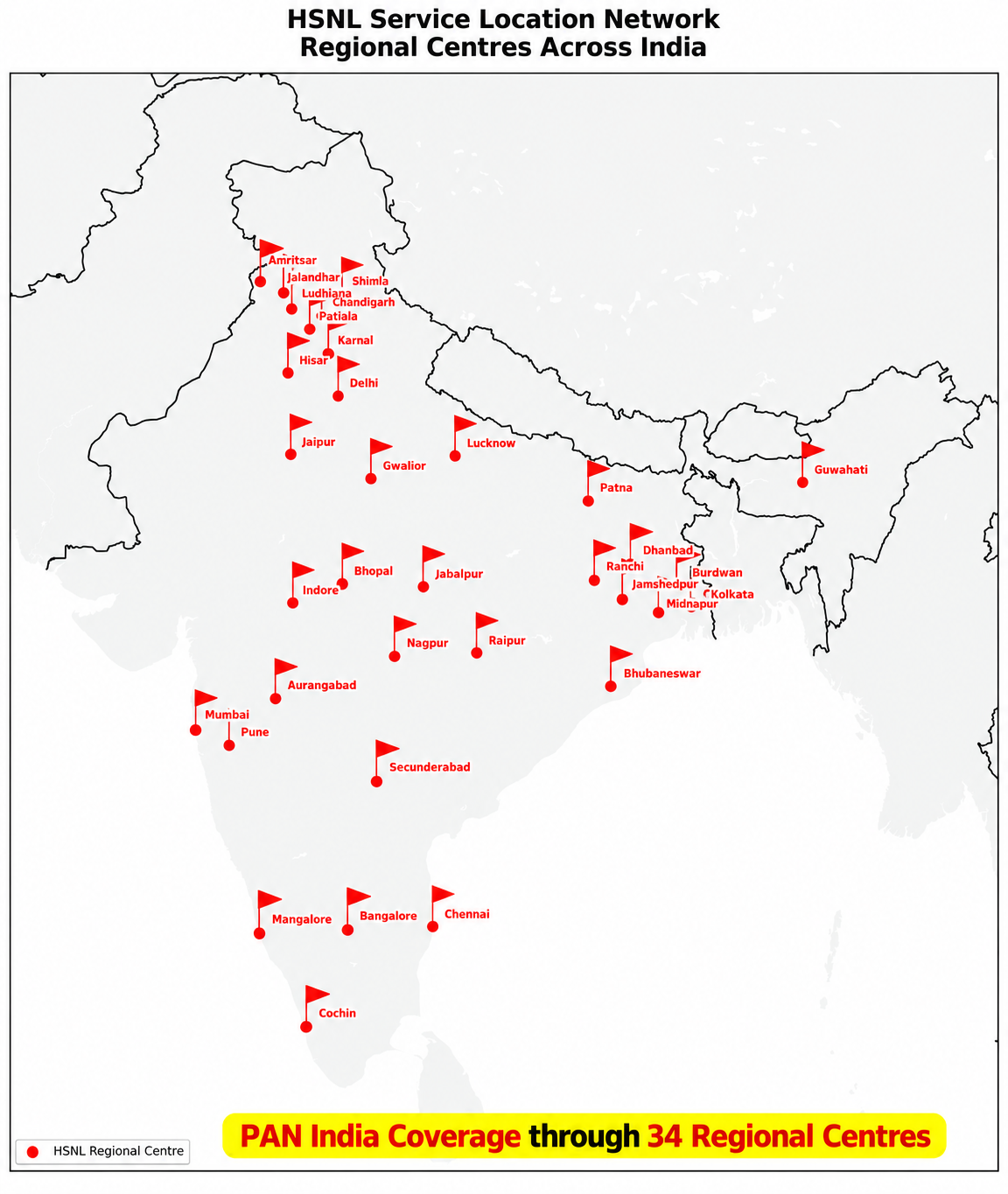 PAN India Service Network regional centres across India